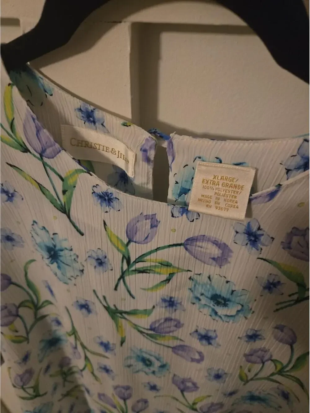 Vintage Christie & Jill Floral Plisse Blouse - Picture 2 of 4